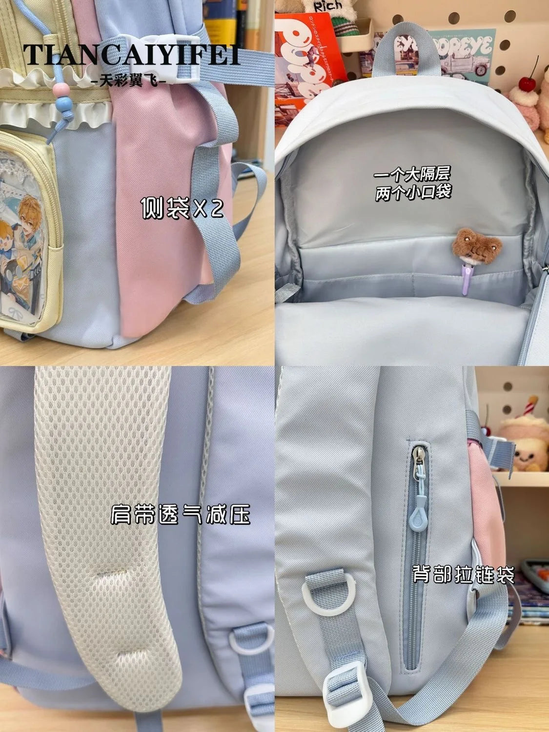 School Bag Ita Bag Young Girl School Backpacks Girl Ins Sweet Japanese Backpack Y2K Transparent Display Bag Large Backpack