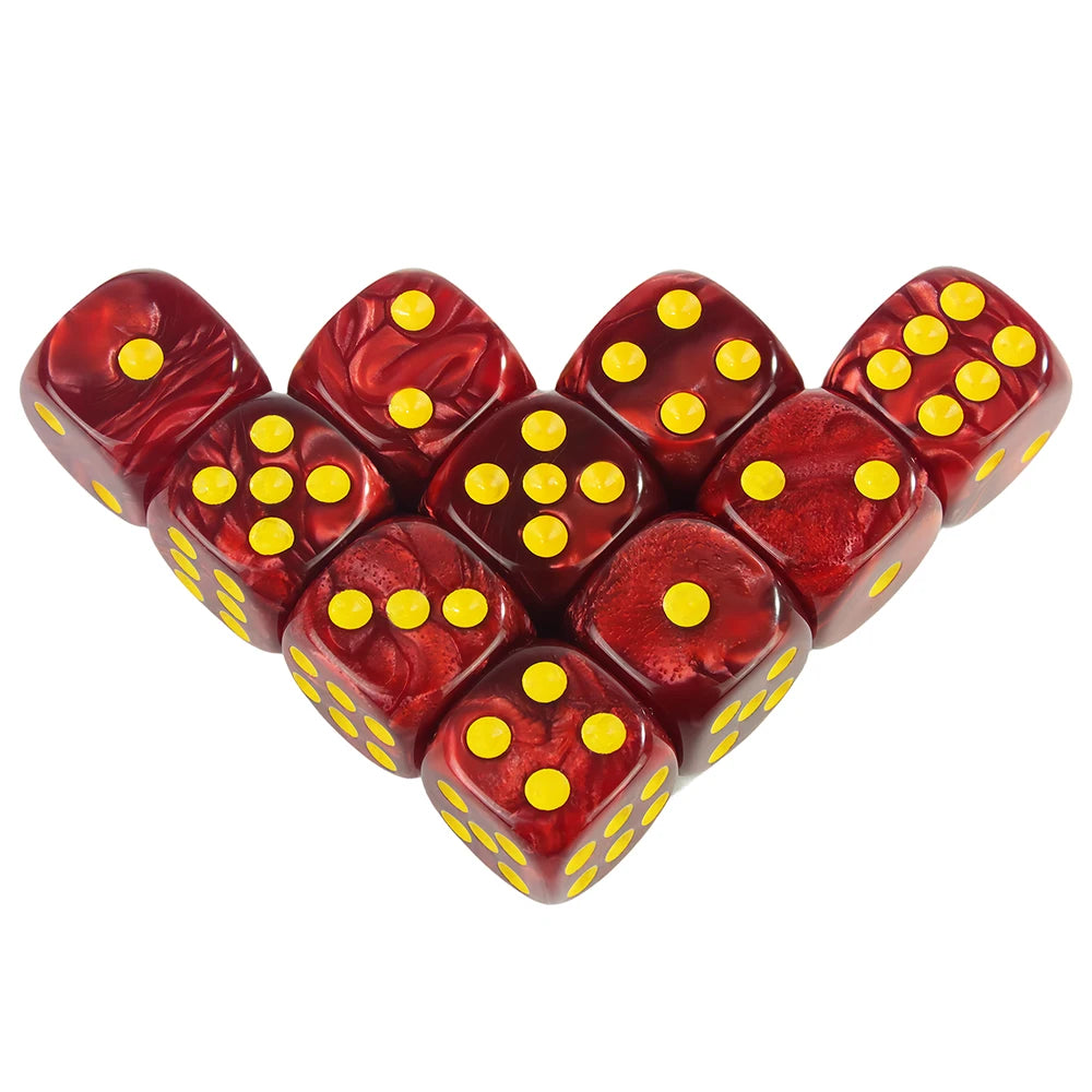 Marble Effect D6 Dice 10pcs 16mm Board Game Dice for Club Party DND RPG Board Game Bar Table Accessories