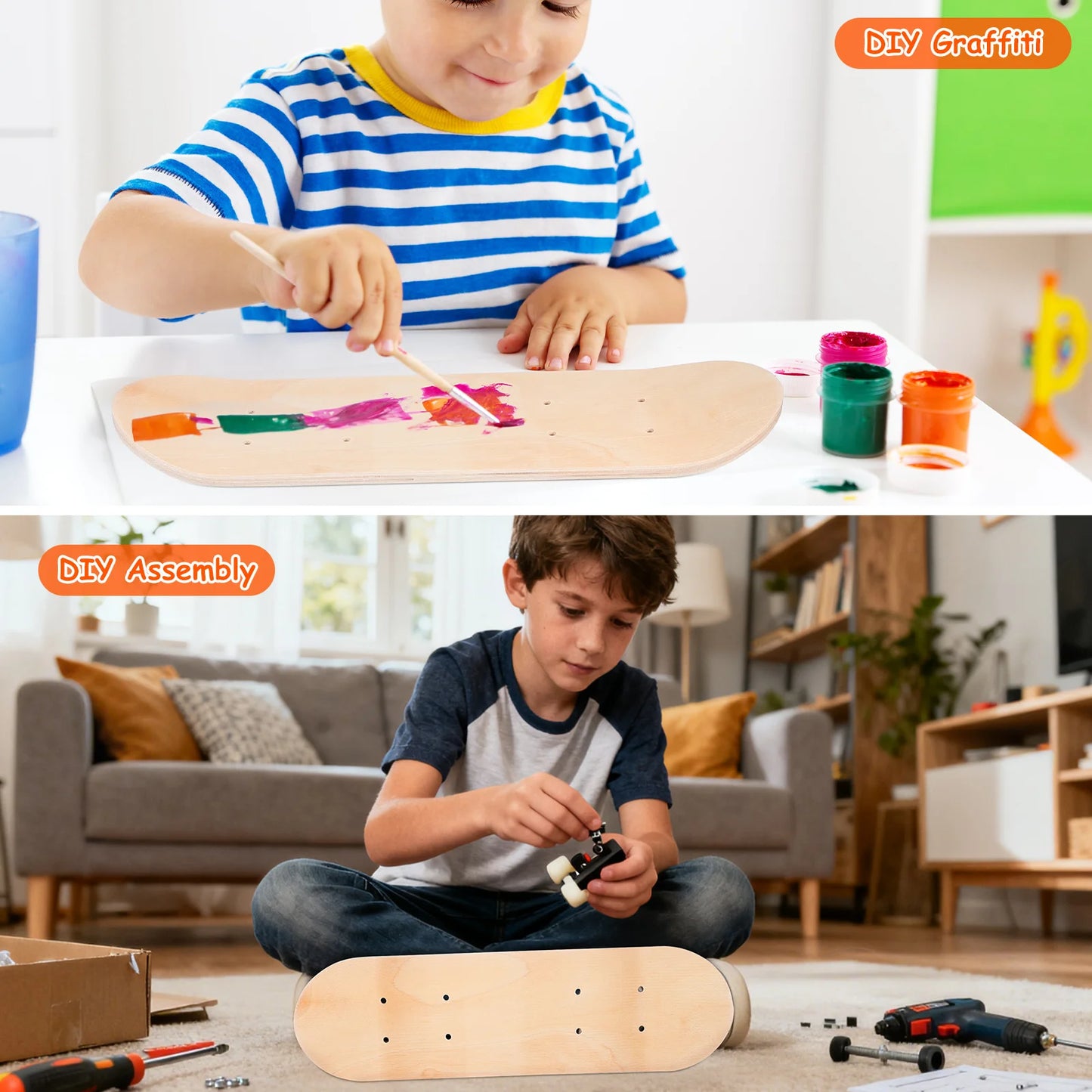 Blank Wood Skateboard Deck DIY Unpainted Board for Teens Adults Custom Design Strong and Sturdy Riding Experience for Families