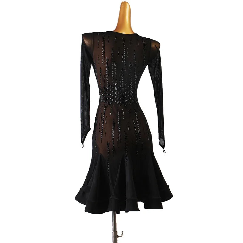 Party Dresses for Women Sexy Female Latin Dance Suit Girls Practice Wear Clothing Competition 2026 New Line Skirt Stand Ballroom
