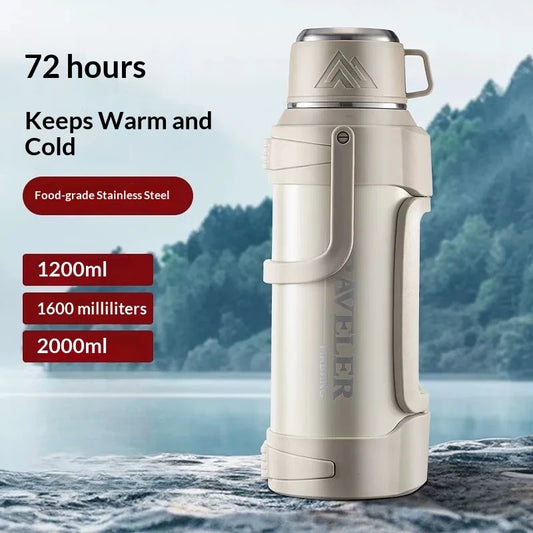 Double Wall Vacuum Insulated Water Bottle 1L 316 Stainless Steel Large Capacity with Handle Leak Proof for Car Outdoor Gym