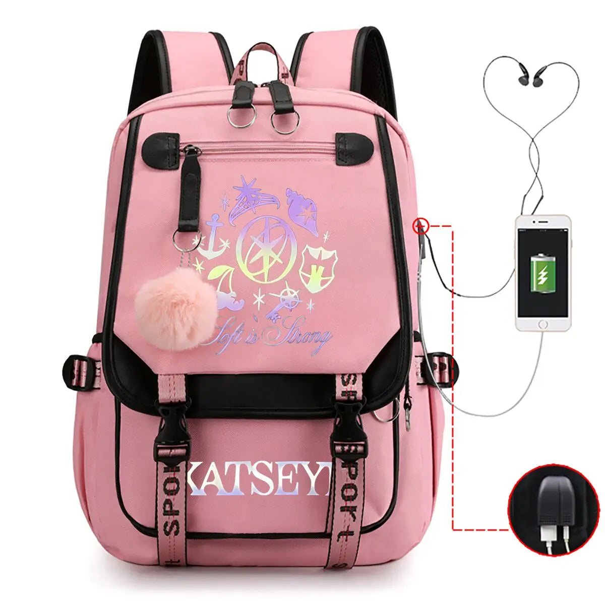 Trendy Girl Group School Bags for Students Girls Large Capacity Travel Book Bag Usb Charging Laptop Backpack Children Backpacks
