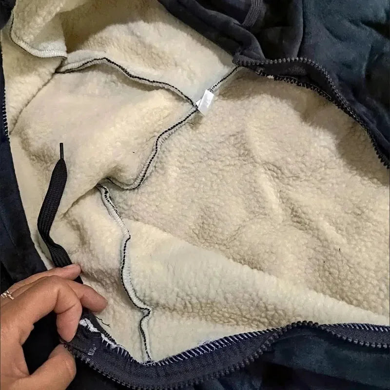 Winter Lambwool Tracksuit Piece Sets Warm Thicken Fleece Joggers Pants Outfits Casual Womens Plush Hooded Sweatshirts Conjuntos