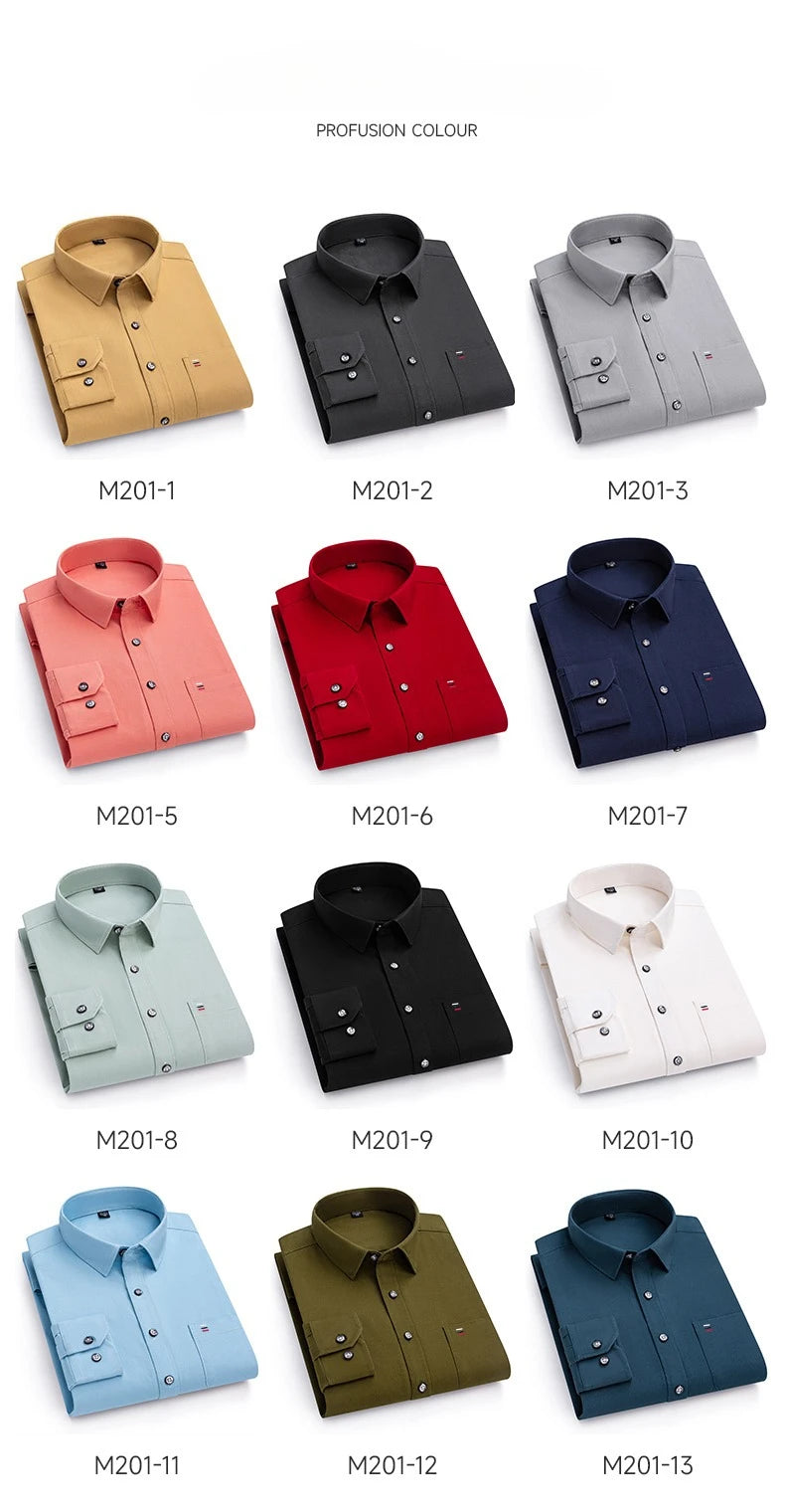 Luxury cotton single pocket long-sleeve shirts for men Smart Casual business regular fit shirt designer vintage black clothes