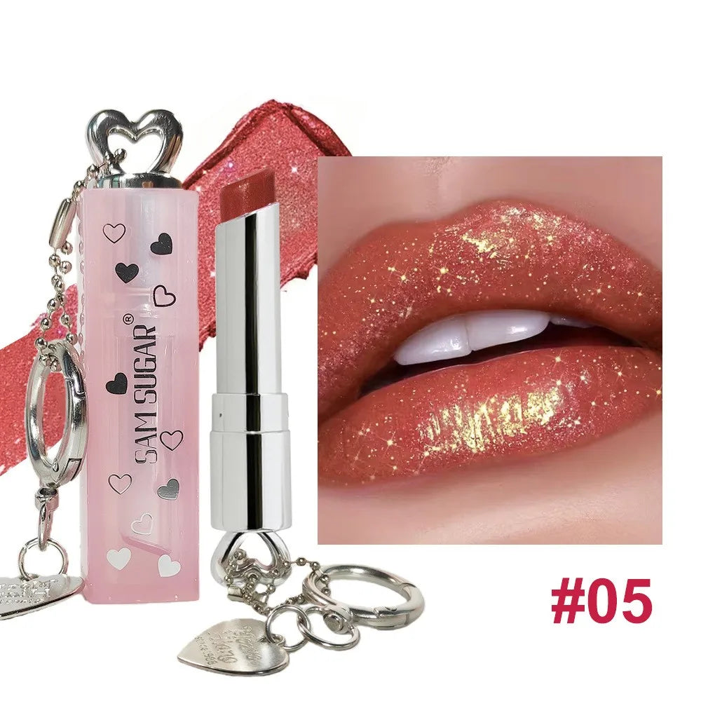 Pearl Love Pendant Sparkling Velvet Lipstick Metal Waterproof Long lasting Matte Diamond Lipgloss Women's Cosmetics