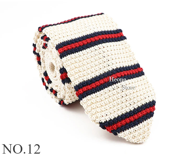 New Mens Knitted Ties Classic Striped Skinny Necktie For Business Wedding Party British Style Necktie Winter Neck Wear Accessory