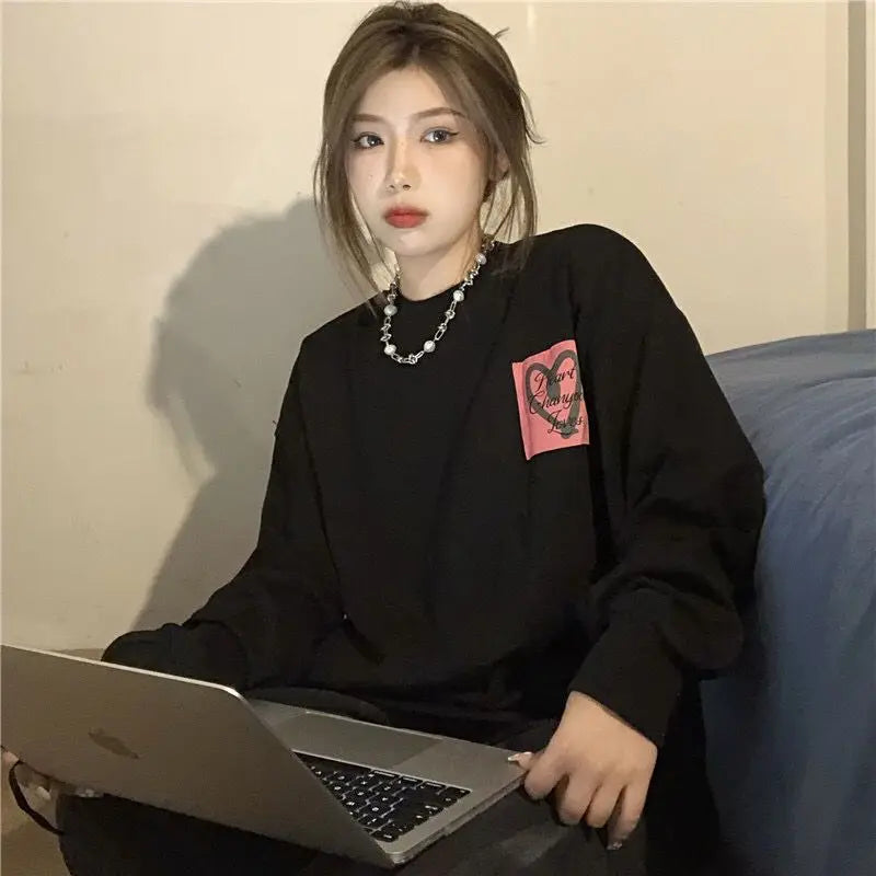 Patchwork Hoodies Women Loose Designer Korean Style Spring Fashion Leisure All-match Female Streetwear Students Ins Sweatshirts