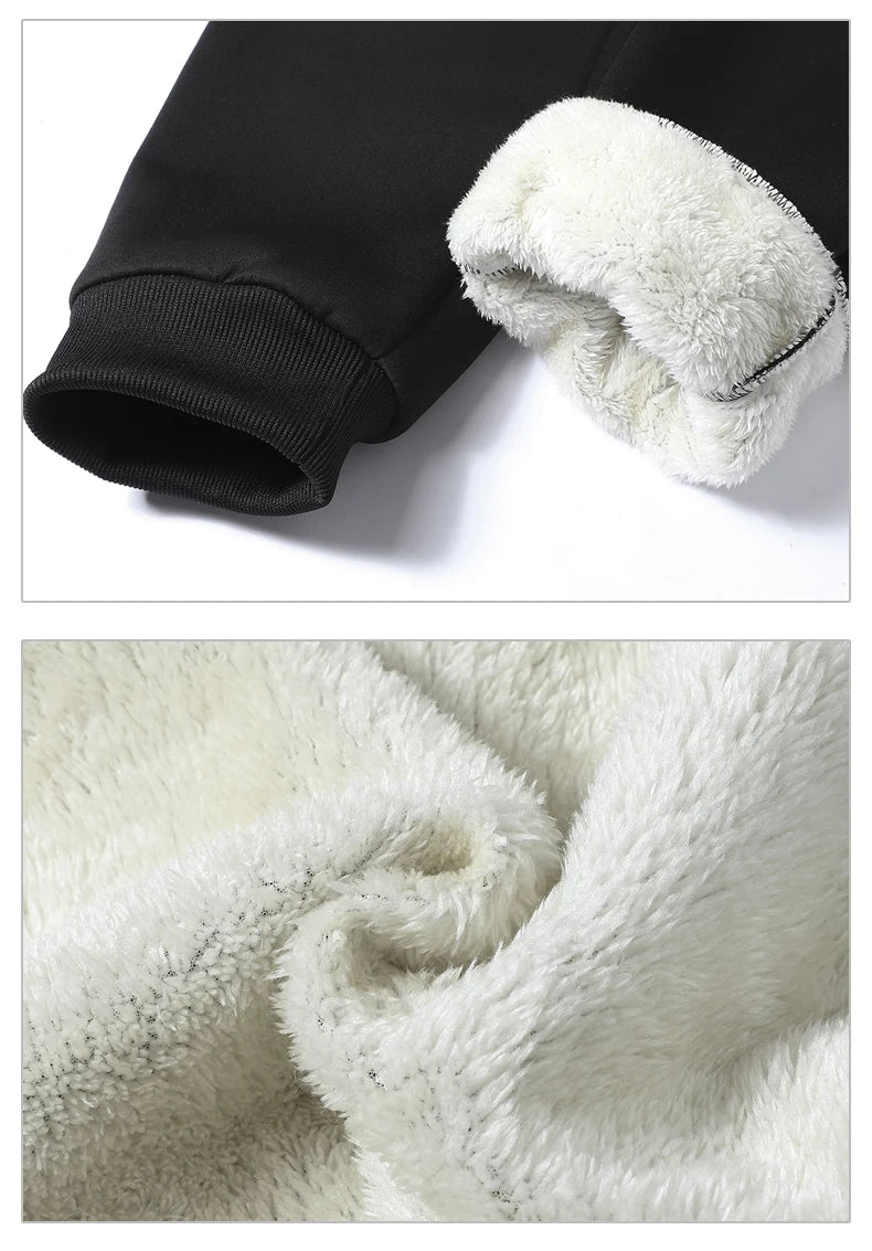 Winter Lambswool Men's Sets Thickened Fleece Sweatshirt Suit Men's Two-piece Hooded Tracksuit Men Sweatshirts Eu Sizes XS-2XL