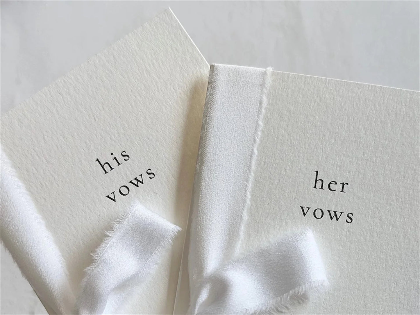 Customizable Wedding Vow Journals for Couples, Handmade Cotton Paper Vow Books with Silk Ribbon Tie, Personalized His Hers Vow N