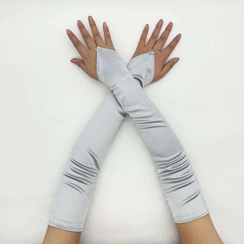 Ladies' Gloves, Long Hook-Finger Tinted Gloves, Ball Gloves, Bride's Wedding Dress Gloves, Sun-Protective Fashion Gloves C101
