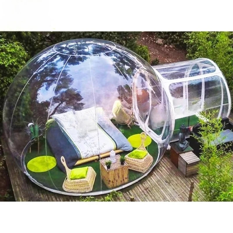 Transparent Shelter Tent Outdoor Camping Waterproof PVC Panoramic View Spacious Interior Portable Foldable Weather Resistant