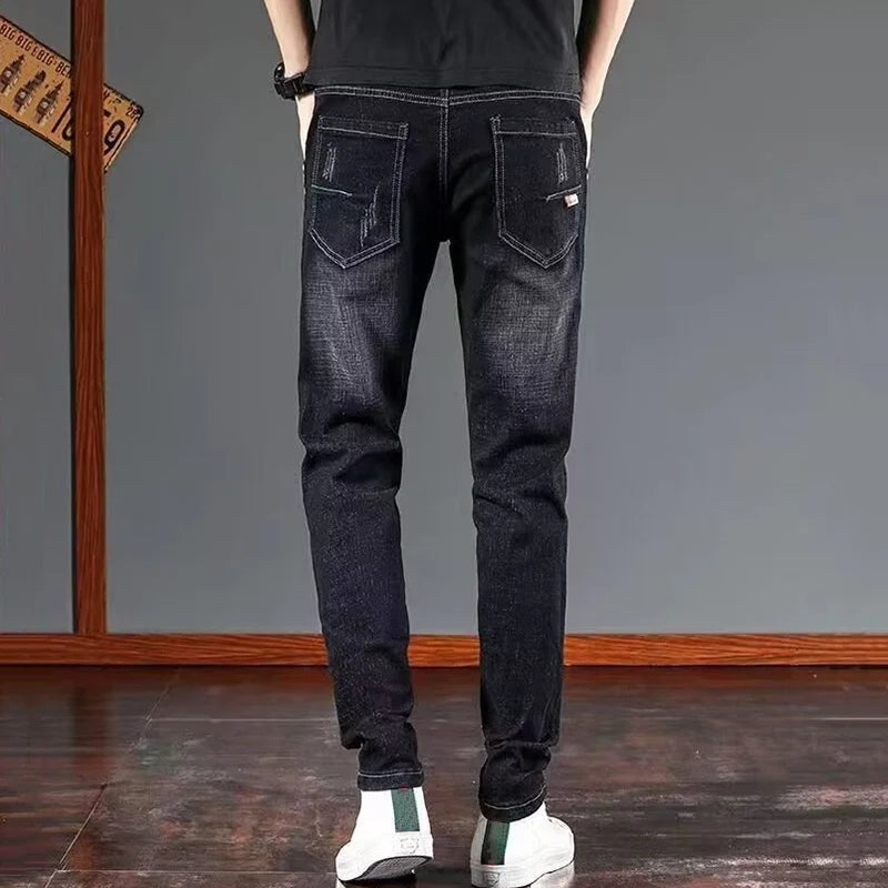 Spring Autumn Men Daily Versatile Denim Pants Male Wear-resistant Retro Wash Denim Trousers New High Quality Brand Casual Jeans
