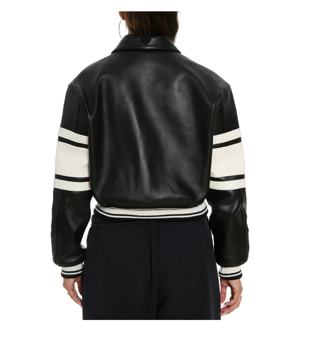 Avirex Spring 2024 New Listing Bomber Flight Suit Jacket 100% European Antique Sheepskin Classic Women's Pink Leather coat tops