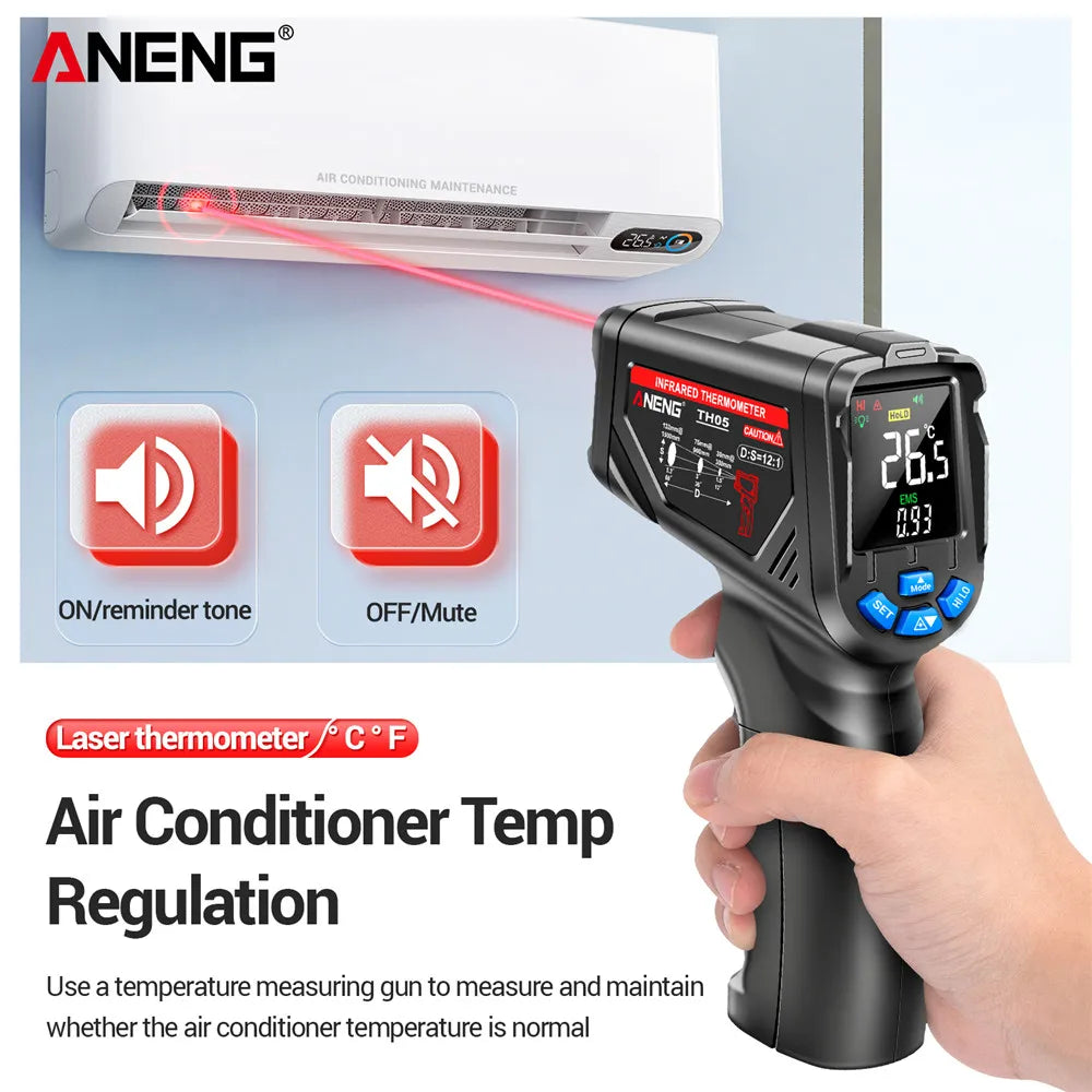 Digital Infrared Thermometer ANENG TH05  Non-Contact  -20~650℃ IR Laser Termometro Pyrometer Gun  Laser Temperature Meter Tools