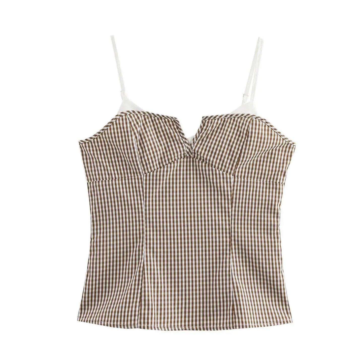 Women Summer Tanks & Camis Plaid Top Off Shoulder Sleeveless Sexy Top Y2k Vintage Clothes Women