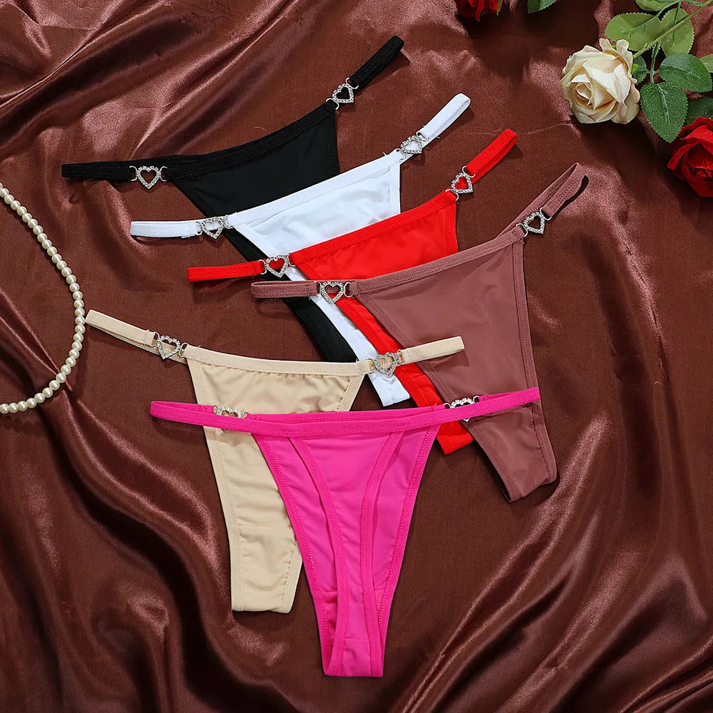 Women Sexy Thongs Low Rise Ladies G-string Heart Decoration Panties Ladies Sexy Costume Lingerie for Women