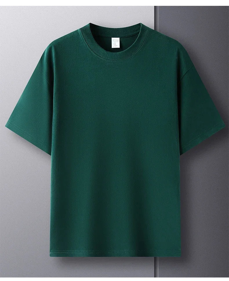 Summer  100% Pure Cotton Men's Short Sleeve Round Neck Fashionable Style Half Sleeved Top Breathable T Shirt Short Sleeve