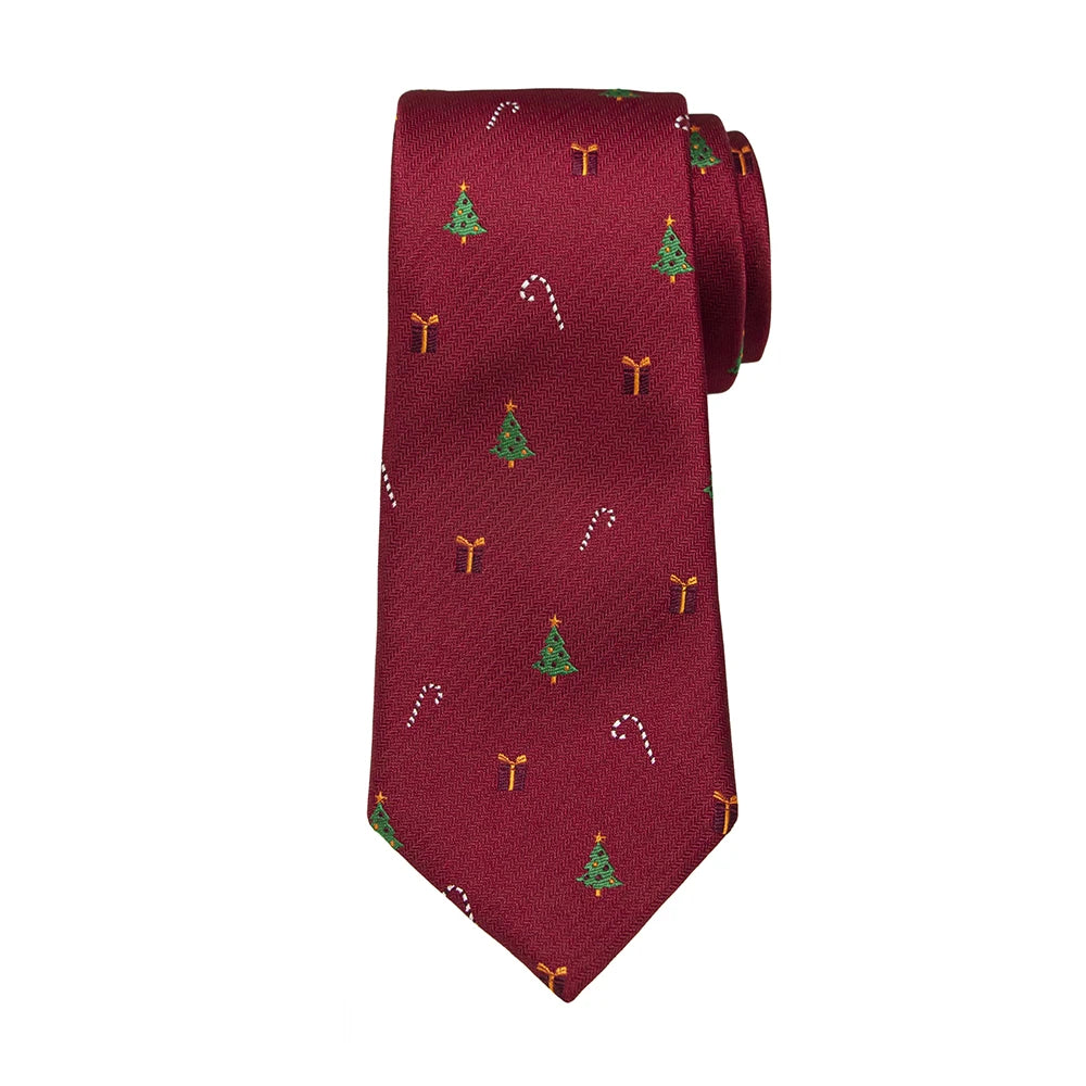 Silk Men Tie for Christmas Necktie Xmas Festival 8cm Red Green Blue Snow Santa Reindeer Jacquard Woven Tie For Men Christmas Gif