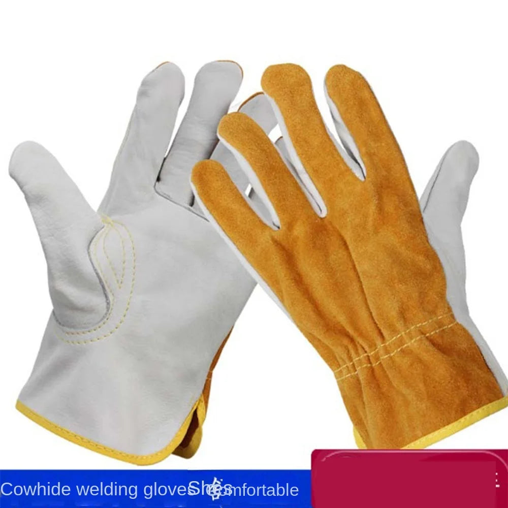 1 Pair Security Protection Welding Gloves Safety Labor Protection Leather Work Gloves Soft Leather Heat Resistant