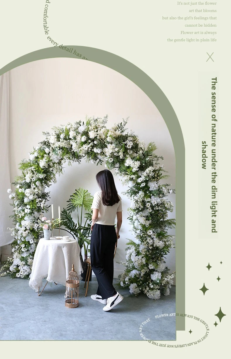 Wedding arch floral arrangement, welcome photography backdrop, flower stand, flower arrangement, venue artificial flowers