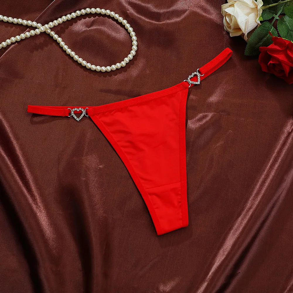 Women Sexy Thongs Low Rise Ladies G-string Heart Decoration Panties Ladies Sexy Costume Lingerie for Women