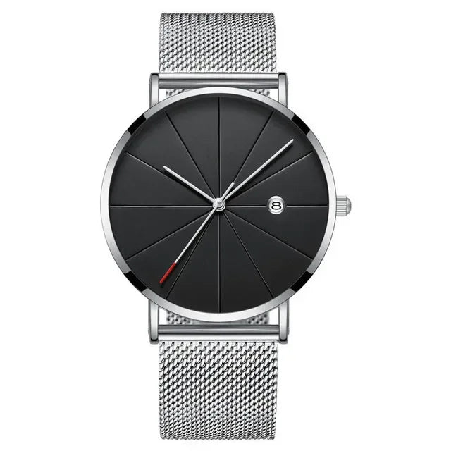 Ultra-Thin Men's Quartz Watch | Stainless Steel Mesh Minimalist Business Watch