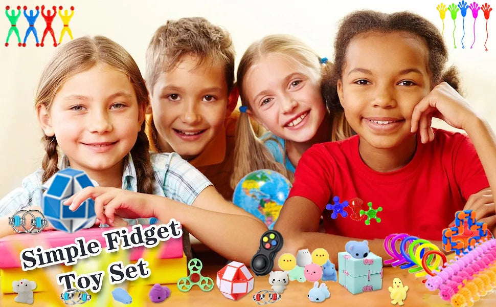 120Pcs Fidget Toys Set Autism ADHD Sensory Toy Bulk Fidgets for Classroom Squishy Toy Party Favors for Adults Kids Boys Girls
