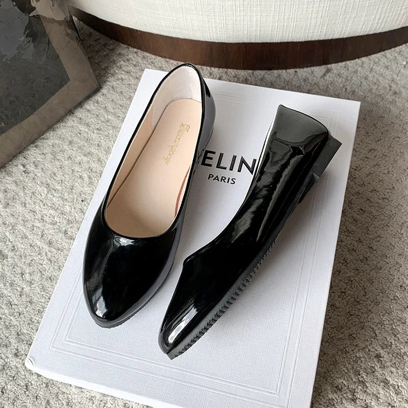 Ladies Formal Flat Shoes Spring Autumn Non-slip Women Black Causal Loafers Uniform Shoes Versatile Women's Ballet Leather Shoes