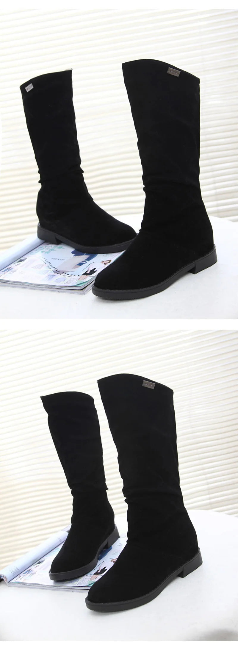 New Winter Shoes Women Snow Boots Flat Non-slip Mid-Calf Boots Soft Brand Ladies Footwear Black Red YX1749