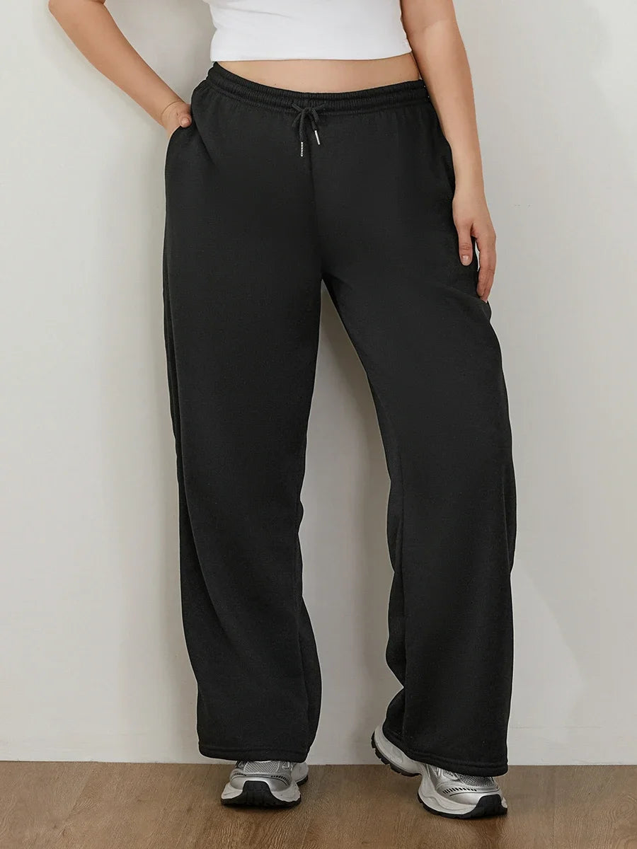 Womens Wide Leg Sweatpants Elastic High Waist Straight Legged Sweatpants Basic Baggy Comfy Jogger Sweat Pants Orange Gray Bottom