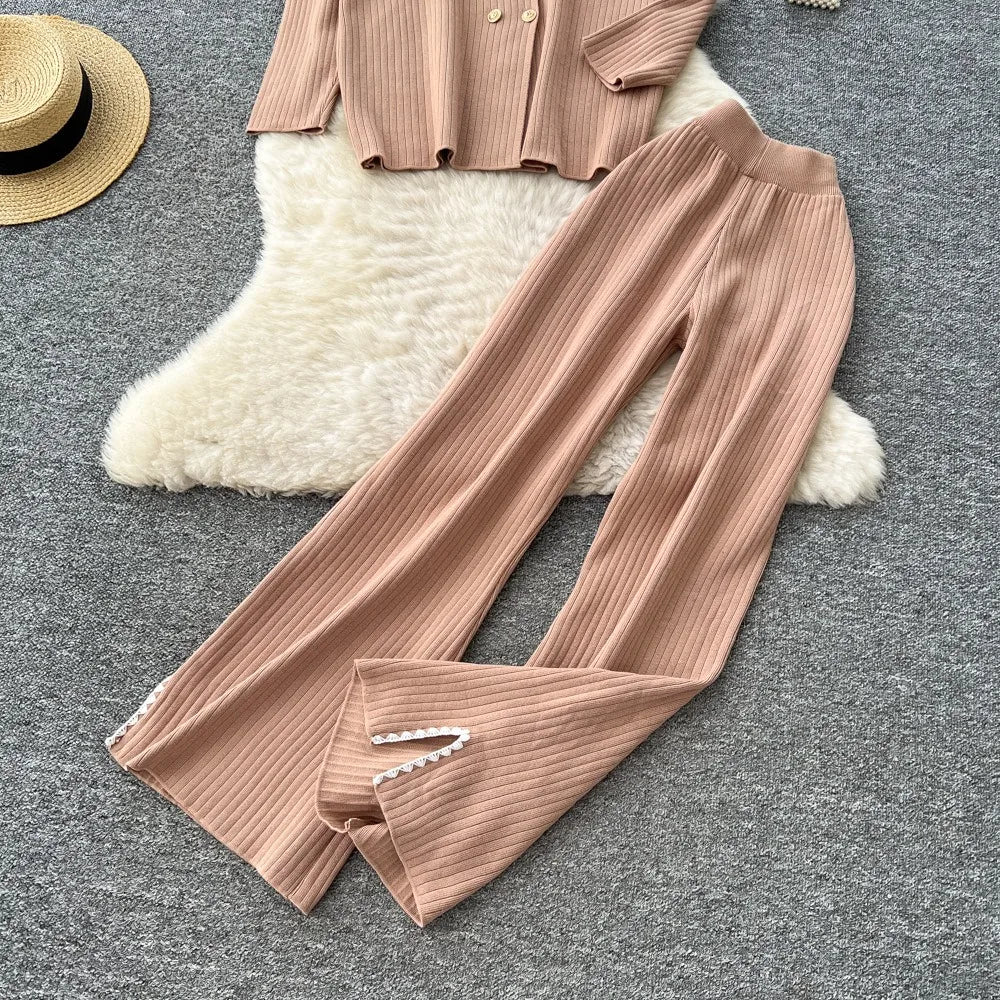 Pants Set Women Two Piece Sets Hooded Matching Sets Sweatshirts Long Pants High Waist Knitted Splice Y2k Casual Jogger 2025
