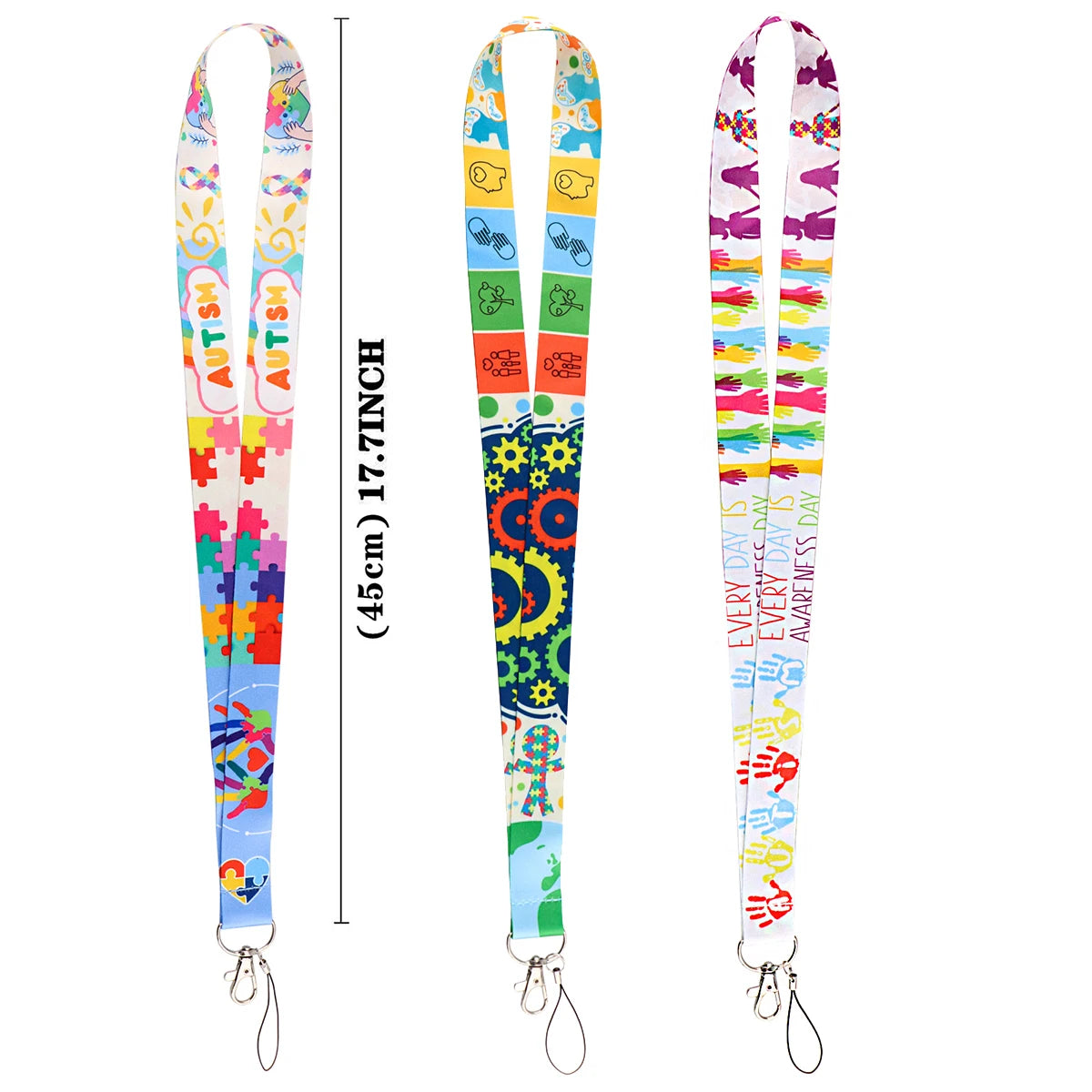 Autism Awareness Puzzle Mobile Phone Neck Strap ID Card Rope Lanyards For Card USB Badge Gym Holder Key Chain Camera Rope