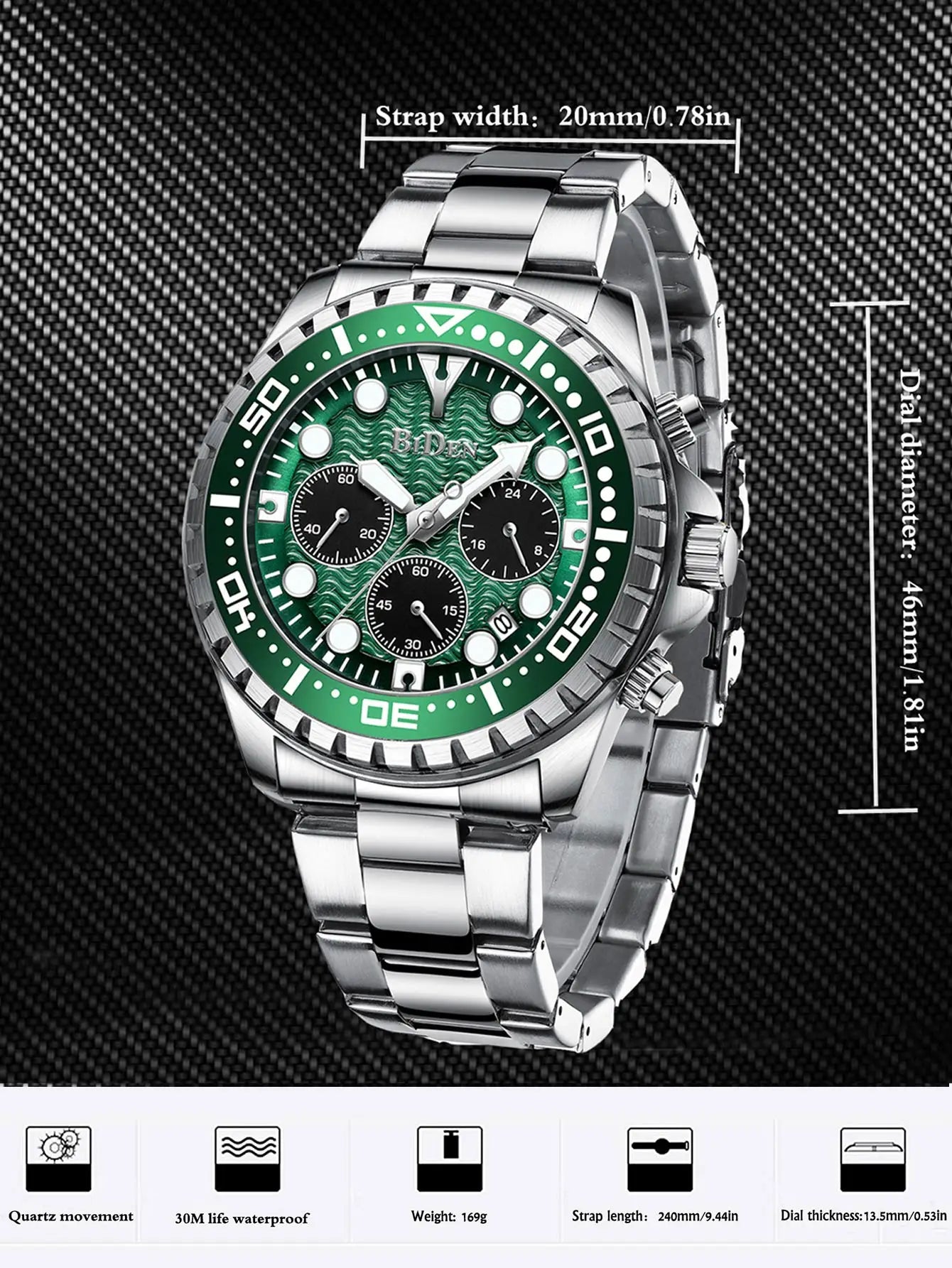 BIDEN Top Brand Fashion Mens Watches for Men Sport Waterproof  Quartz Watch Luxury Man Business Luminous Clock Relogio Masculino