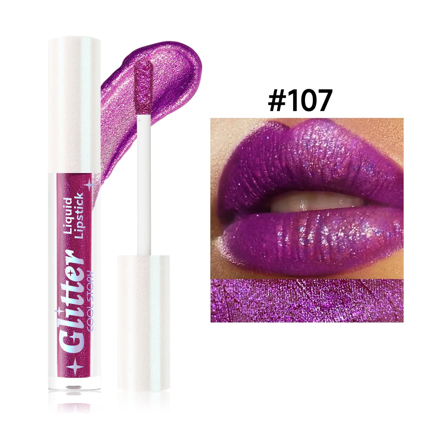 1PC Sexy Color Glitter Lipstick Flash Lasting Easy Color Diamond Lip Tint Shiny Metallic Lip Makeup Gifts for Women Cosmetics