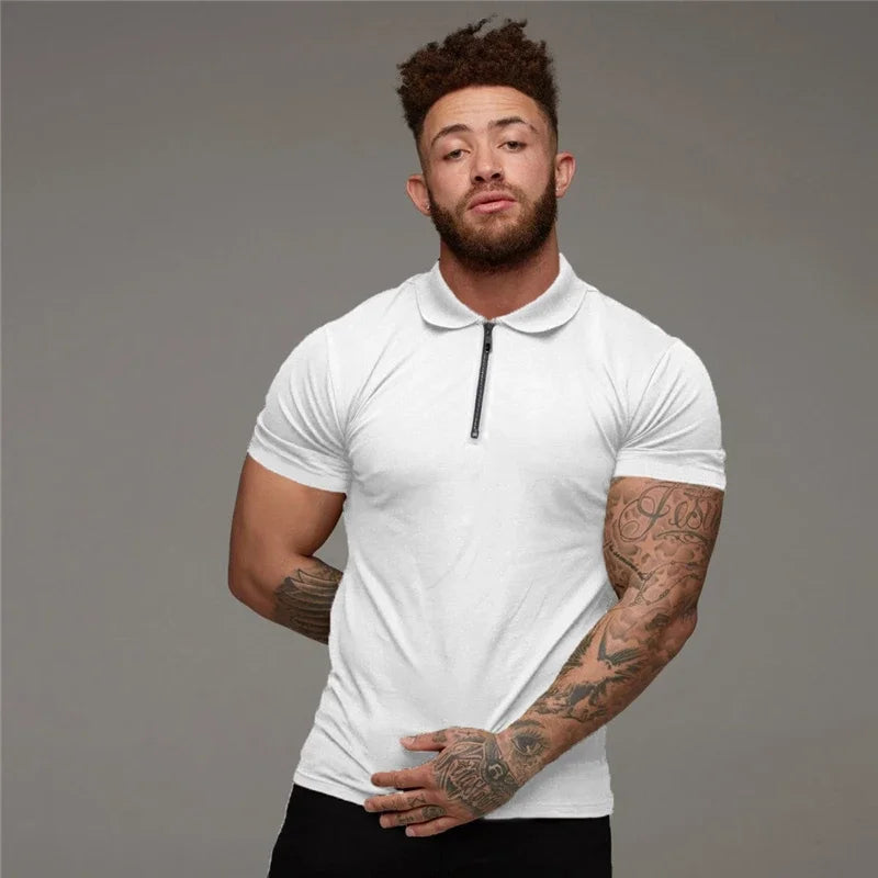 Brand Cotton Casual New Mens Short Sleeve Polo Shirts Fitness Fashion Polo Shirt Clothing Bodybuilding Trend Sport Polo Shirts