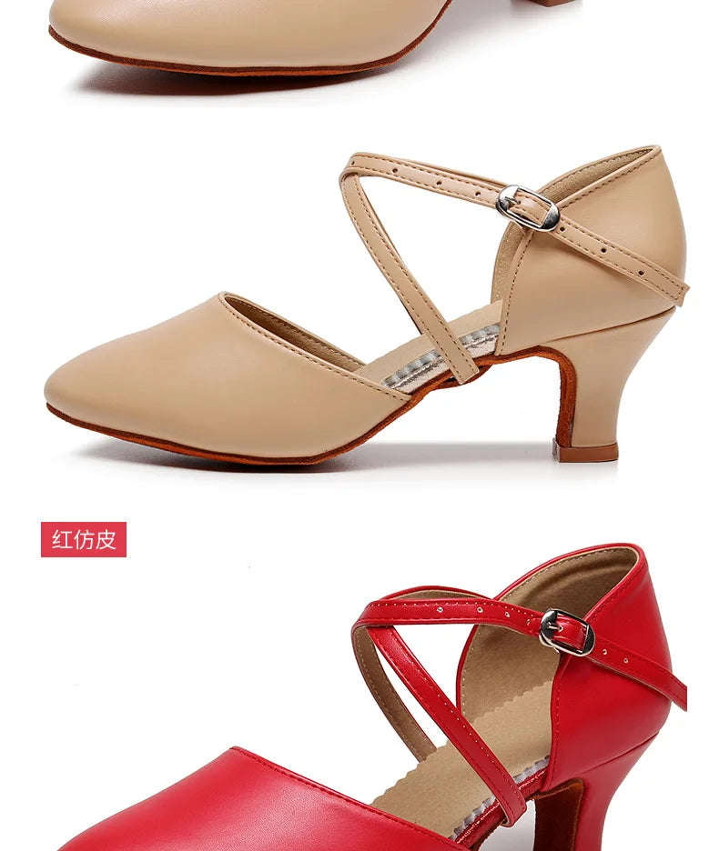 Ladies' Adult Latin Dance Shoes,soft Soled Mid High Heels,dance Performance Shoes for All Seasons,indoor and Outdoor Dance Shoes