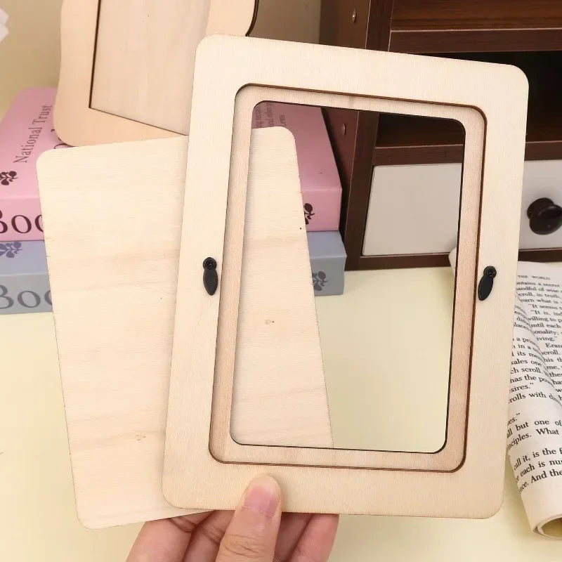 DIY Wood Picture Frames Solid Wood Photo Picture Frames Ornaments Standing Wooden Frames DIY Paintings Crafts Album Decoration