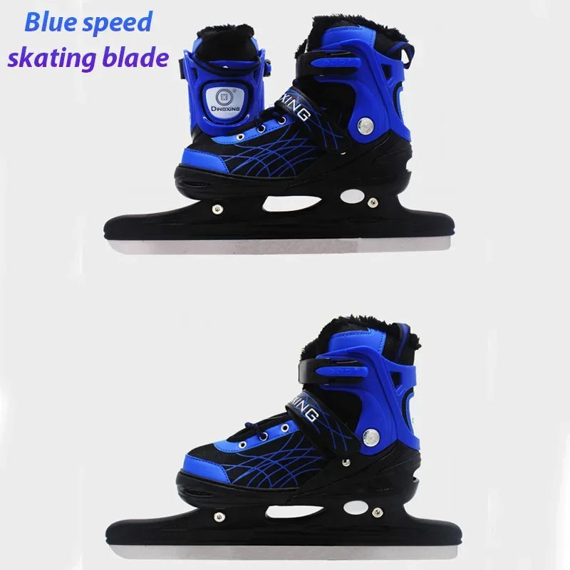 Adjustable Size Speed Skating Shoes Thermal Stretchable Ice Skates Ski Shoes Thicken with Ice Blade for Kids Adult Men And Women