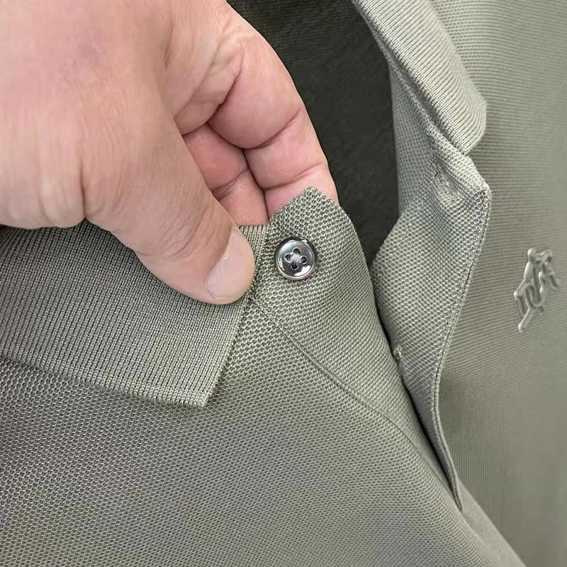 100% pure cotton men's short sleeved polo shirt summer fashion casual top comfortable and breathable high-quality lapel T-shirt