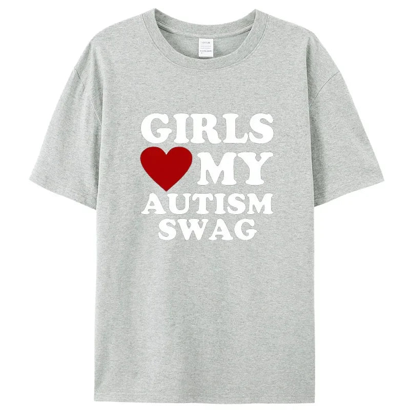 Girls Love My Autism Swag Funny Autistic Boy Gifts Awareness T Shirts Graphic Streetwear Short Sleeve Gifts Ideas T-shirt Men