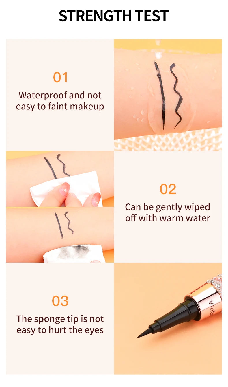 Yanqina Precision Liquid Eyeliner - Long-Lasting, Waterproof, Transfer-Proof, Quick-Drying Black Eyeliner with a Shiny Design