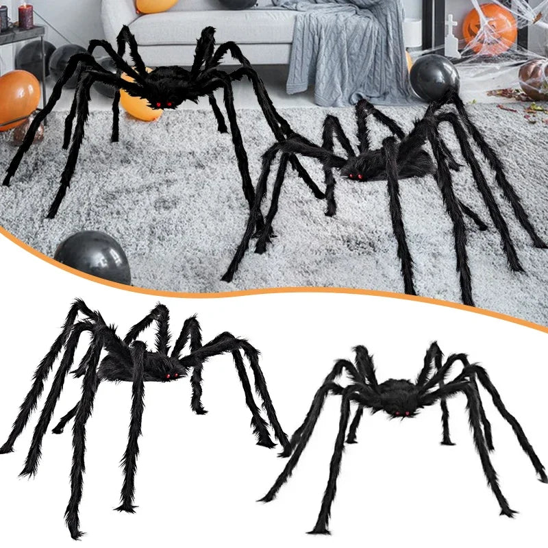 Halloween Plush Triangle Spider Decoration Giant Black Plush Spider Haunted House Prop Home Decor Yard Tricky Decor Props