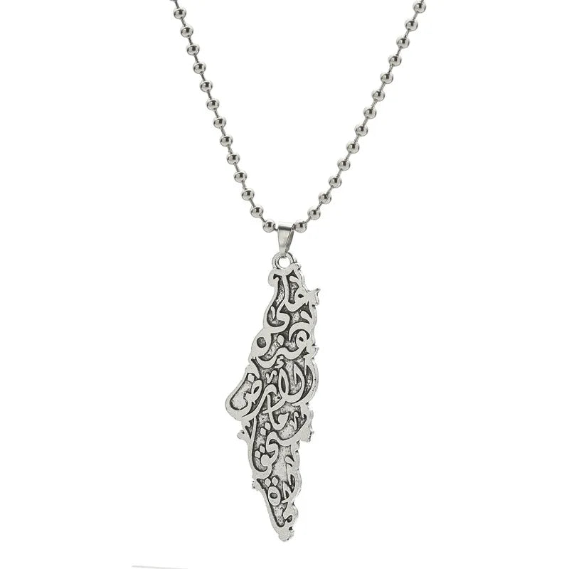 Palestine Country Map Flag Pendant Necklace for Men Women Stainless Steel Necklaces Jewelry Gifts ﻿