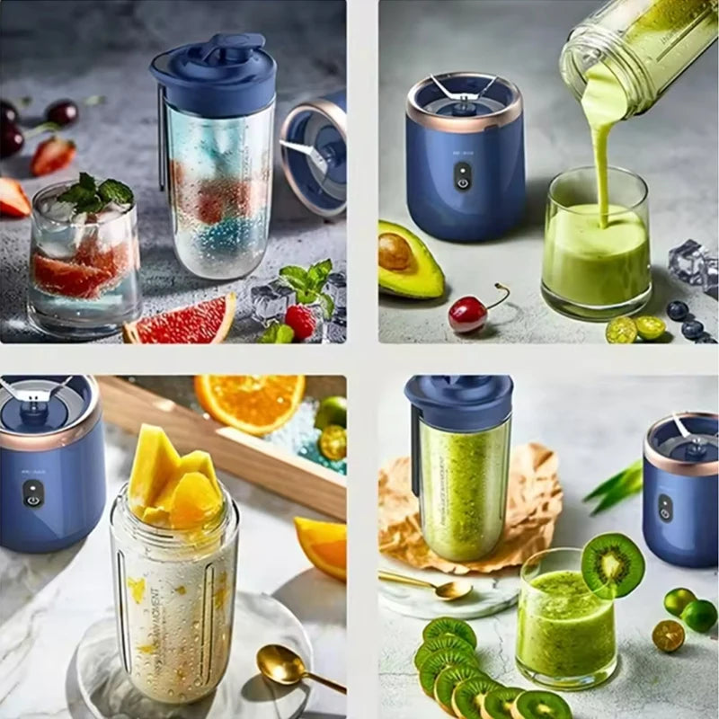Electric Portable Blender Bottle with 6 Blades Multifunctional Fresh Juice Smoothie Maker Ice Crush Cup Food Processor for Home