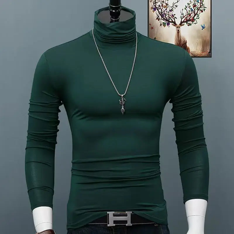 Thermal Underwear Tops Men Winter Clothes Thermal Shirt Autumn Men's Winter Tights High Neck Thin Slim Fit Long Sleeve T-shirt