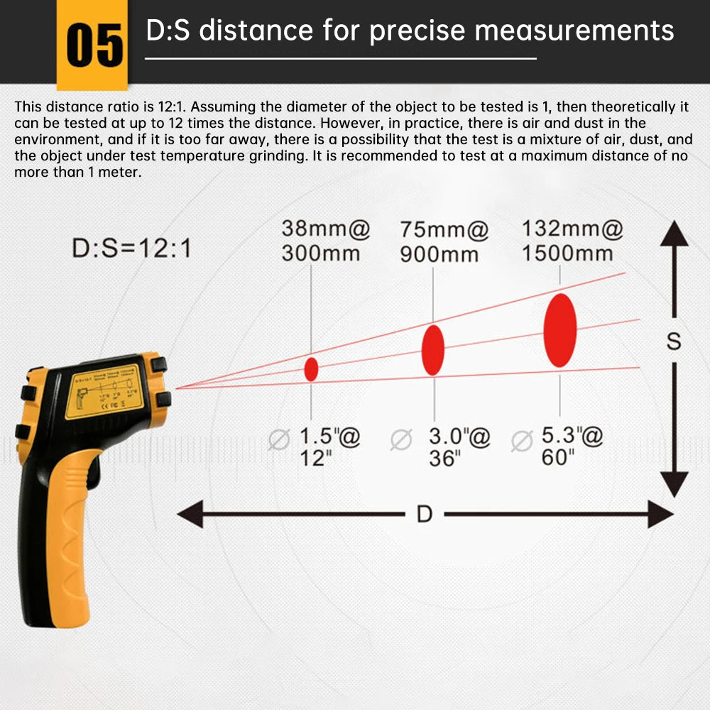 AE320 Series Digital Infrared Laser Temperature Non-contact Industrial Laser Temperature Meter Temperature Gun Tester -50℃~390℃