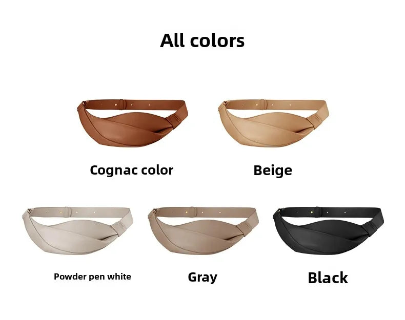 Women's fashionable light beige twist waist bag, simple belt bag, casual waist bag, suitable for daily commuting
