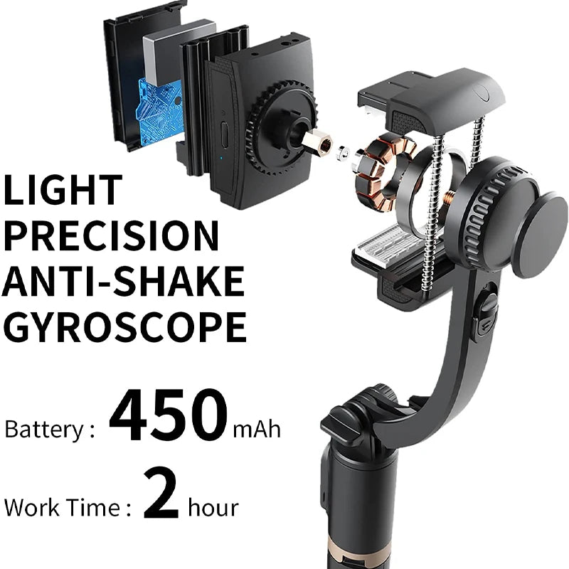 Gimbal Stabilizer for Smartphone,Selfie Stick Tripod with Remote Control Auto Balance 360° Rotation Phone Gimbal for Selfies
