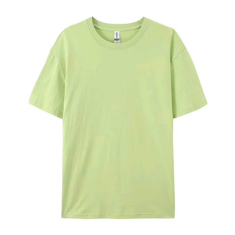 Loose Cotton Solid Tshirts Men Woman Short Sleeve Fashion Brand Trend Couple Clothing Tees Customized Candy Color Summer Tops