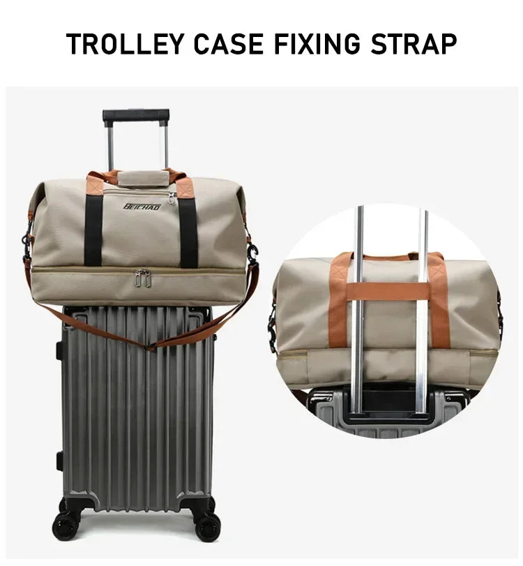 Fashion Travel Bags For Women Large Capacity Men's Sports bag Waterproof Weekend Sac Voyage Female Messenger Bag Dry And Wet